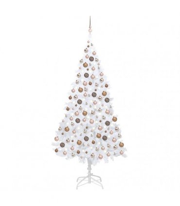 vidaXL Artificial Pre-lit Christmas Tree with Ball Set White 240 cm