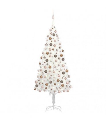 vidaXL Artificial Pre-lit Christmas Tree with Ball Set White 210 cm