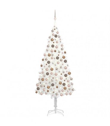 vidaXL Artificial Pre-lit Christmas Tree with Ball Set White 240 cm