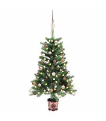 vidaXL Artificial Pre-lit Christmas Tree with Ball Set 90 cm Green