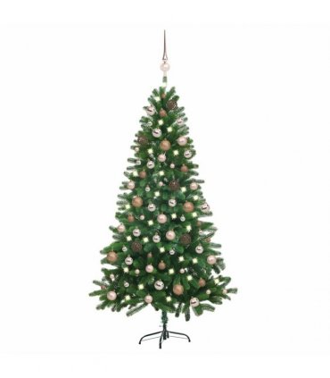vidaXL Artificial Pre-lit Christmas Tree with Ball Set 180 cm Green