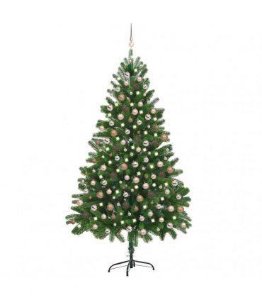 vidaXL Artificial Pre-lit Christmas Tree with Ball Set 210 cm Green