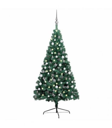 vidaXL Artificial Half Pre-lit Christmas Tree with Ball Set Green 180 cm