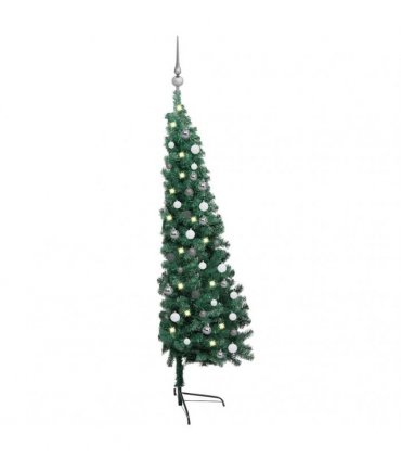 vidaXL Artificial Half Pre-lit Christmas Tree with Ball Set Green 210 cm