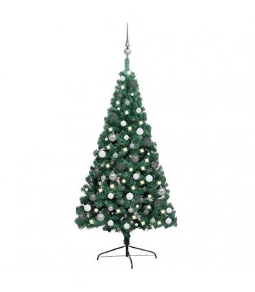 vidaXL Artificial Half Pre-lit Christmas Tree with Ball Set Green 240 cm