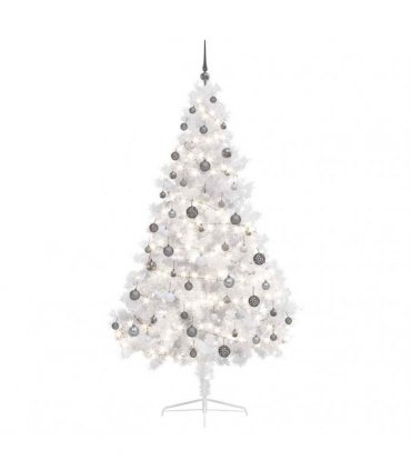 vidaXL Artificial Half Pre-lit Christmas Tree with Ball Set White 180 cm