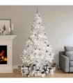 vidaXL Artificial Half Pre-lit Christmas Tree Ball Set White 210 cm