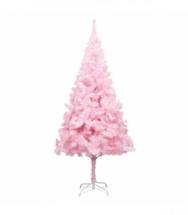 vidaXL Artificial Pre-lit Christmas Tree with Ball Set Pink 210 cm PVC
