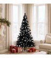 vidaXL Artificial Pre-lit Christmas Tree with Ball Set Black 150 cm PVC