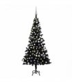 vidaXL Artificial Pre-lit Christmas Tree with Ball Set Black 180 cm PVC