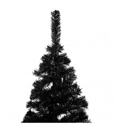 vidaXL Artificial Pre-lit Christmas Tree with Ball Set Black 210cm PVC