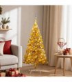 vidaXL Artificial Pre-lit Christmas Tree with Ball Set Gold 120 cm PET