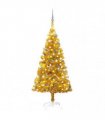 vidaXL Artificial Pre-lit Christmas Tree with Ball Set Gold 150 cm PET
