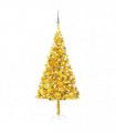 vidaXL Artificial Pre-lit Christmas Tree with Ball Set Gold 180 cm PET