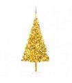 vidaXL Artificial Pre-lit Christmas Tree with Ball Set Gold 210 cm PET