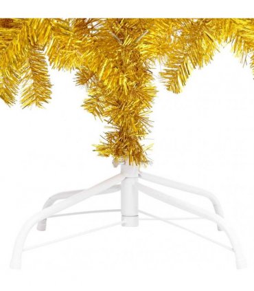 vidaXL Artificial Pre-lit Christmas Tree with Ball Set Gold 210 cm PET