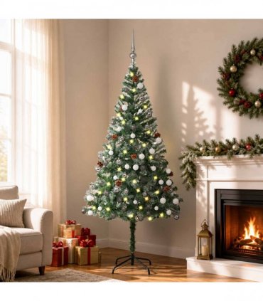 vidaXL Artificial Pre-lit Christmas Tree with Ball Set Pinecones 180 cm