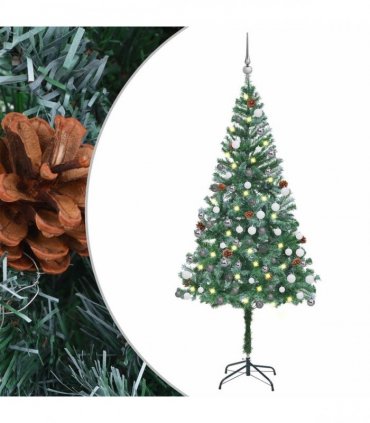 vidaXL Artificial Pre-lit Christmas Tree with Ball Set Pinecones 180 cm