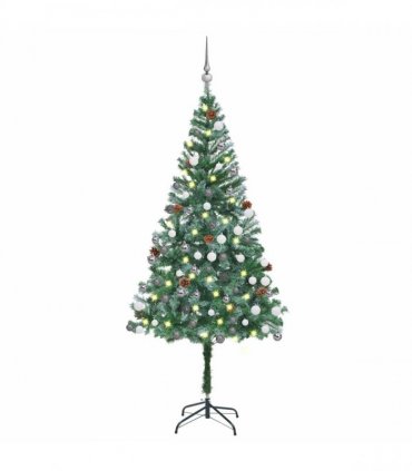 vidaXL Artificial Pre-lit Christmas Tree with Ball Set Pinecones 180 cm