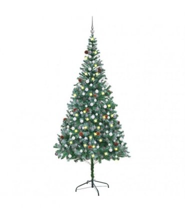 vidaXL Artificial Pre-lit Christmas Tree with Ball Set Pinecones 210cm