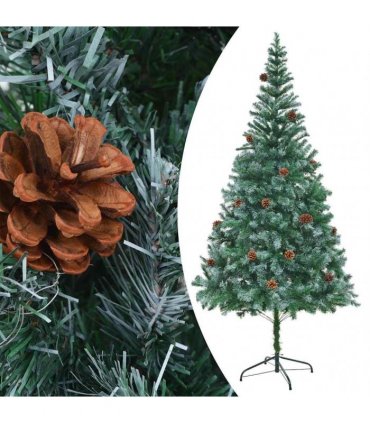 vidaXL Artificial Pre-lit Christmas Tree with Ball Set Pinecones 210cm