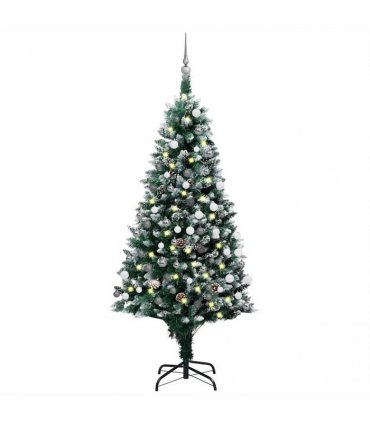 vidaXL Artificial Christmas Tree with LEDs&Ball Set&Pine Cones 150 cm