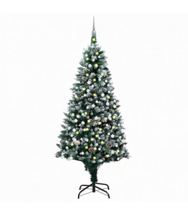 vidaXL Artificial Christmas Tree with LEDs&Ball Set&Pine Cones 240 cm