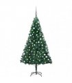 vidaXL Artificial Pre-lit Christmas Tree with Ball Set Green 180 cm PVC