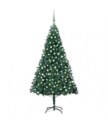 vidaXL Artificial Pre-lit Christmas Tree with Ball Set Green 240 cm