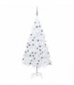 vidaXL Artificial Pre-lit Christmas Tree with Ball Set White 150 cm PVC