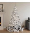 vidaXL Artificial Pre-lit Christmas Tree with Ball Set White 180cm PVC