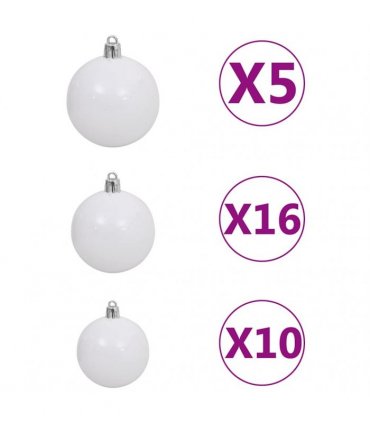 vidaXL Artificial Pre-lit Christmas Tree with Ball Set White 180cm PVC