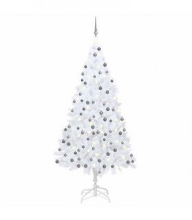 vidaXL Artificial Pre-lit Christmas Tree with Ball Set White 210cm PVC