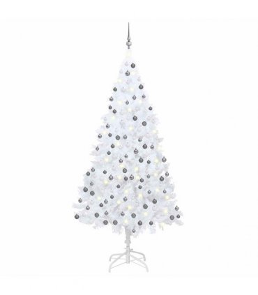 vidaXL Artificial Pre-lit Christmas Tree with Ball Set White 210cm PVC