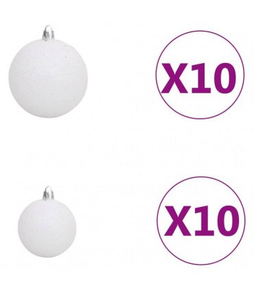 vidaXL Artificial Pre-lit Christmas Tree with Ball Set White 210cm PVC