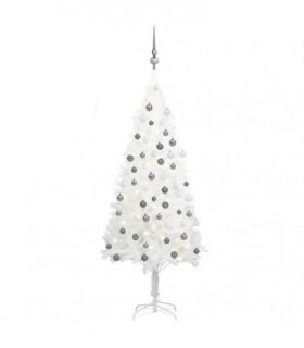 vidaXL Artificial Pre-lit Christmas Tree with Ball Set White 120 cm