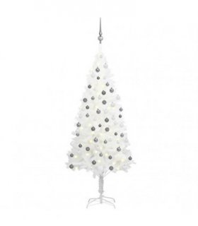 vidaXL Artificial Pre-lit Christmas Tree with Ball Set White 150 cm