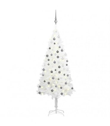 vidaXL Artificial Pre-lit Christmas Tree with Ball Set White 150 cm
