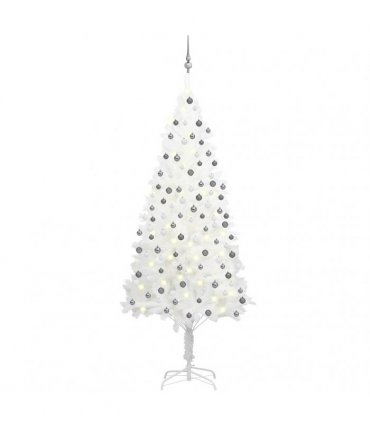 vidaXL Artificial Pre-lit Christmas Tree with Ball Set White 210 cm