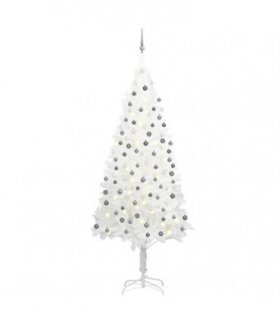 vidaXL Artificial Pre-lit Christmas Tree with Ball Set White 240 cm
