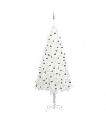 vidaXL Artificial Pre-lit Christmas Tree with Ball Set White 240 cm