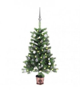 vidaXL Artificial Pre-lit Christmas Tree with Ball Set 65 cm Green