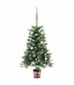 vidaXL Artificial Pre-lit Christmas Tree with Ball Set 90 cm Green