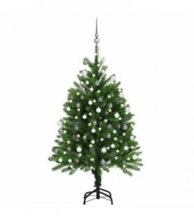 vidaXL Artificial Pre-lit Christmas Tree with Ball Set 120 cm Green