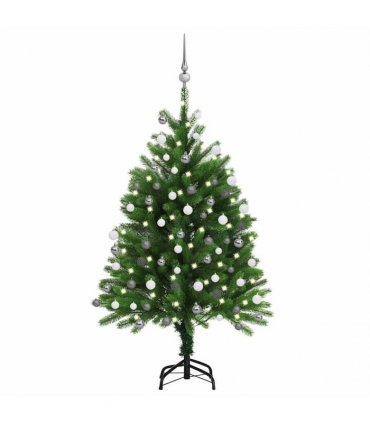 vidaXL Artificial Pre-lit Christmas Tree with Ball Set 120 cm Green