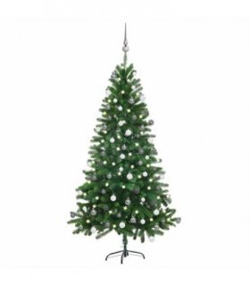 vidaXL Artificial Pre-lit Christmas Tree with Ball Set 150 cm Green