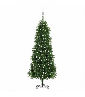 vidaXL Artificial Pre-lit Christmas Tree with Ball Set 240 cm Green