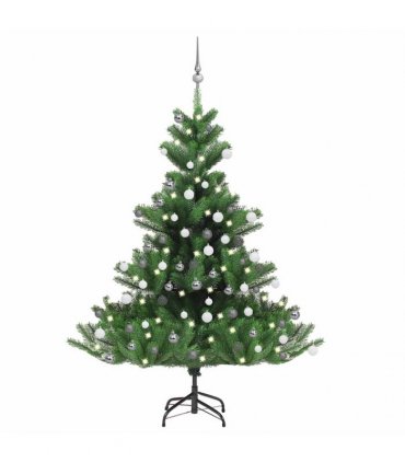 vidaXL Nordmann Fir Artificial Christmas Tree LED&Ball Set Green 150cm