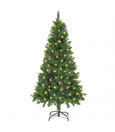 vidaXL Artificial Pre-lit Christmas Tree with Pine Cones Green 150 cm