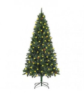 vidaXL Artificial Pre-lit Christmas Tree with Pine Cones Green 180 cm